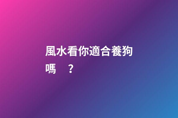 風水看你適合養狗嗎？